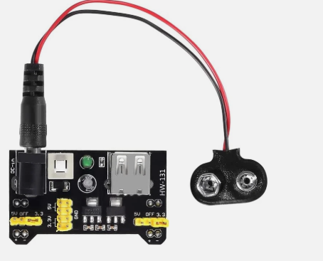Solderless 3.3V/5V Breadboard Power Supply + 9V Battery Adapter